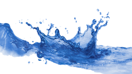 Water splash on black background, creating dynamic and fluid shapes with vibrant blue tones.