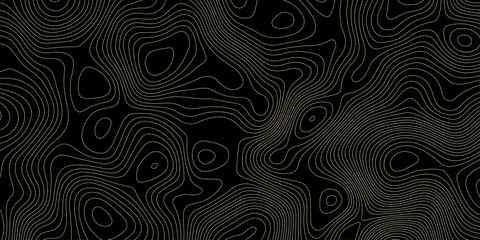 Abstract topography pattern lines sea map area space geometric strip yellow color grid line topo map black background. Use for template, wallpaper, web vector illustration.