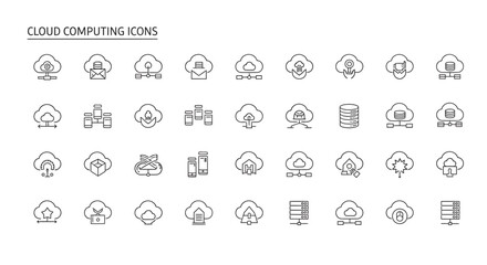 Cloud computing symbols representing data transfer and storage in a digital network, showcasing modern technology solutions for business efficiency.