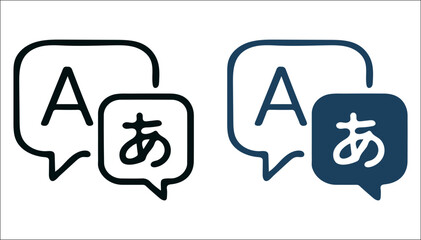 Multilingual Speech Bubble Icons – A + あ Symbols for Translation, Language Learning & Global Communication Apps