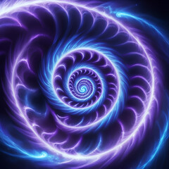 Mesmerizing cosmic vortex with vibrant blue and purple energy, a stunning visual journey into the infinite universe