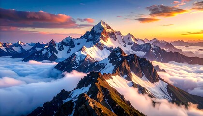Majestic mountain range at sunrise