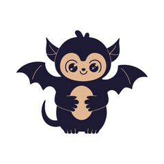 Cute cartoon bat character isolated on white background 1.