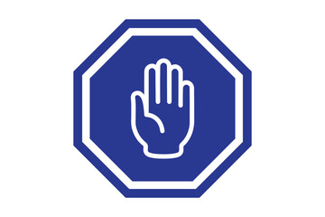 Fototapeta premium Set of Stop street icon collection. Stop hand sign with text. Red stop sign. Stop hand icon, flat palm gesture symbol for warning, caution, restriction, safety, security, traffic, and alert. EPS 10