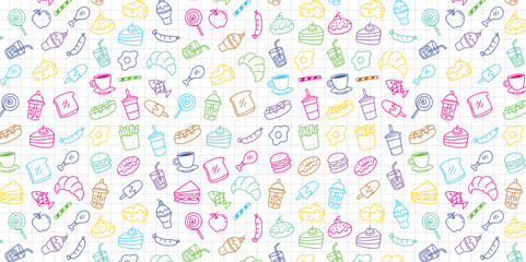 Set of cute hand drawn food and drink doodle vector illustration