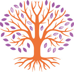 Fototapeta premium abstract tree with colorful hands, Stylized vector tree logo icon