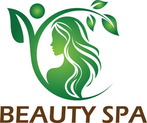 Beauty Spa Logo with Leafy Silhouette
