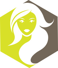 Elegant Woman Silhouette in Hexagon Frame