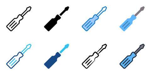Screwdriver icon set multiple style collection 
