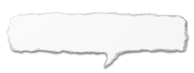 細長い吹き出しの形に切り取られた、白いボール紙