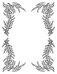 Cybersigilsm frame with bone shape and neo tribal design for poster or print