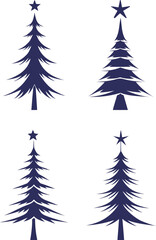 Silhouette set of Christmas trees in illustration. EPS-10.
