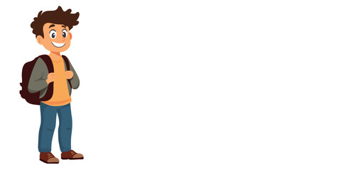 vector illustration student portrait with backpack space for text