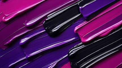 Close-up of textured brushstrokes in vivid magenta, purple, and black acrylic paint