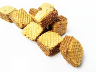 Square wafer mini choco on isolated white background 