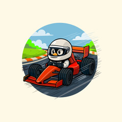 Fototapeta premium Speedy Penguin Racer