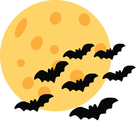 halloween background with bats and moon