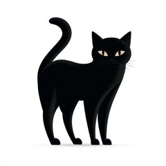 Fototapeta premium Playful black cat illustration creative art digital environment whimsical viewpoint