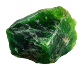 Exploring raw green jade stone nature gemstone isolated on transparent background