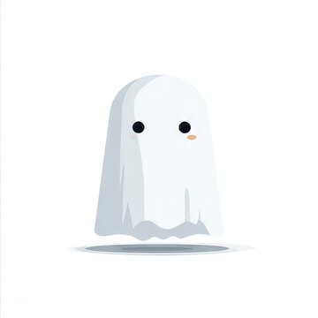 Playful ghost character animation digital art minimalist style white background