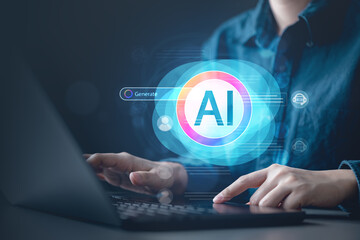 Artificial intelligence virtual assistant. Ai assistant automation. Chatbot support message. Automatic text marketing.
