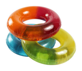 Colorful pool floats for summer fun water park product vibrant isolated on transparent background