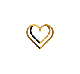 White heart with gold outline graphic design