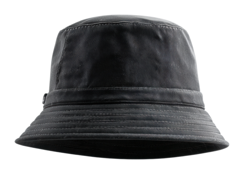 Stylish black bucket hat urban fashion product isolated on transparent background