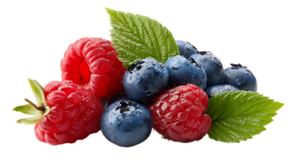 Fresh raspberries and blueberries