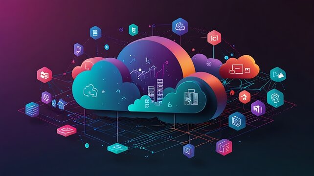 Abstract illustration of cloud computing ecosy