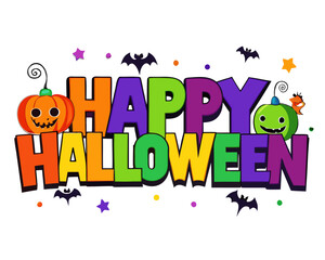 Happy Halloween 3D Typography Text Design for T-Shirts