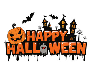 3d text happy Halloween vector illustration