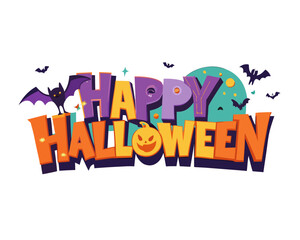 3d text happy Halloween vector illustration