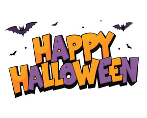 Happy Halloween 3D Typography Text Design for T-Shirts