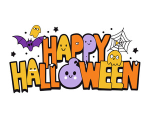 3d text happy Halloween vector illustration