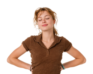 Positive emotions of a young woman portrait isolated on transparent background