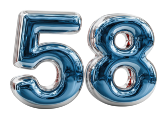 Celebrating milestone age 58 birthday party festive environment isolated on transparent background