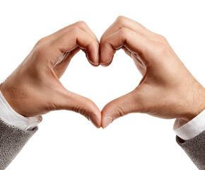 Obraz premium Heart-shaped gesture of love minimalist isolated on transparent background