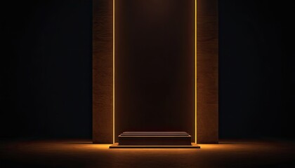 Illuminated empty pedestal in the dark vector template .8 