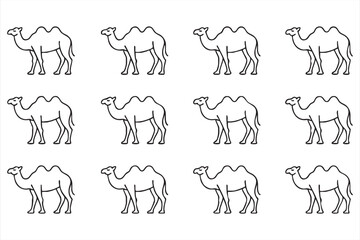 Camel doodle and silhouette vector set for travel and wildlife graphic design