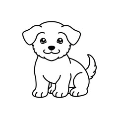 Dog line art vector, Animal dog, cute dog, babay dog
