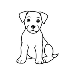 Dog line art vector, Animal dog, cute dog, babay dog