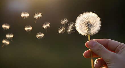 Fototapeta premium Fragile Wishes A Gentle Breeze of Hope and Mental Health Awareness in Nature