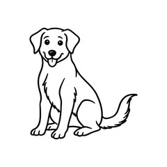 Dog line art vector, Animal dog, cute dog, babay dog