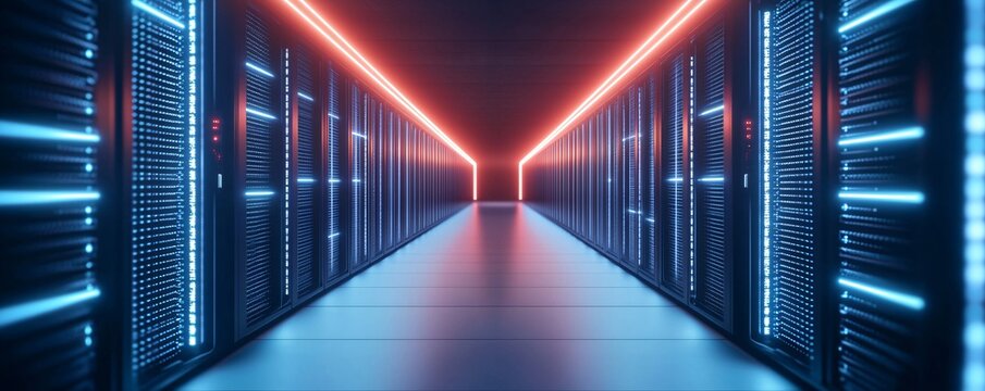 Superconducting quantum computer cooled in futuristic chamber with glowing neon pipelines and advanced design.