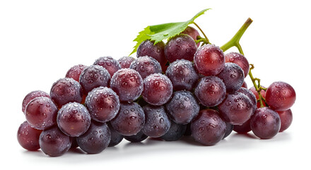 Obraz premium Fresh red grapes with water droplets isolated on white background