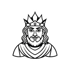 King line art drawing, King line art vector, Royal king line art