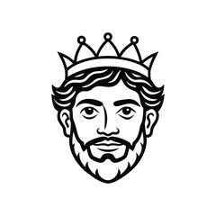 King line art drawing, King line art vector, Royal king line art