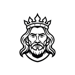King line art drawing, King line art vector, Royal king line art