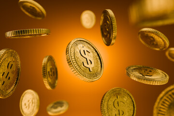 cash gold coin explosion illustration win treasure realistic, game shiny cash gold coin explosion. Money saving concept.